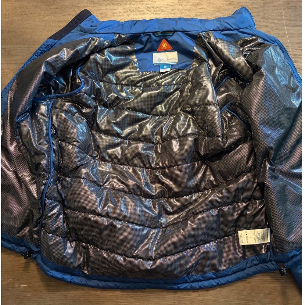 Columbia Omni-Heat Puffer Jacket Mens Blue Insulated Full Zip Ripstop Coat - Picture 6 of 13